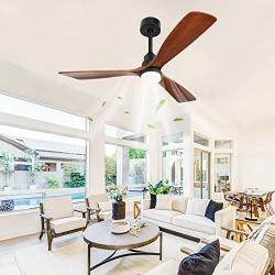 Ghicc Ceiling Fan with Light Remote Control 52Outdoor Ceiling Fan Modern 3 Wood Blade Ceiling Fans with Lights Noiseless DC Motor