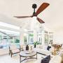 Ghicc Ceiling Fan with Light Remote Control 52Outdoor Ceiling Fan Modern 3 Wood Blade Ceiling Fans with Lights Noiseless DC Motor