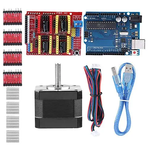 3D Printer Kits CNC Shield V3.0 & Keyestudio R3 Board & Nema 17 Stepper Motor & 4PCS A4988 Driver & USB Cable & Heat Sink,Stepper Motor Controller Shield Kit for Quimat
