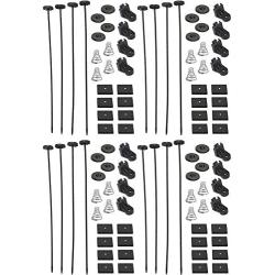 American Volt 4-Pack Complete Dual Electric Radiator Condenser Transmission Engine Oil Cooler Fan Mounting Installation Kit Zip-Tie Straps Foam Vibration Pads Springs L-Bracket 90 Degree Corner Fin Mounts Clips Fasteners Universal Automotive Replacement C