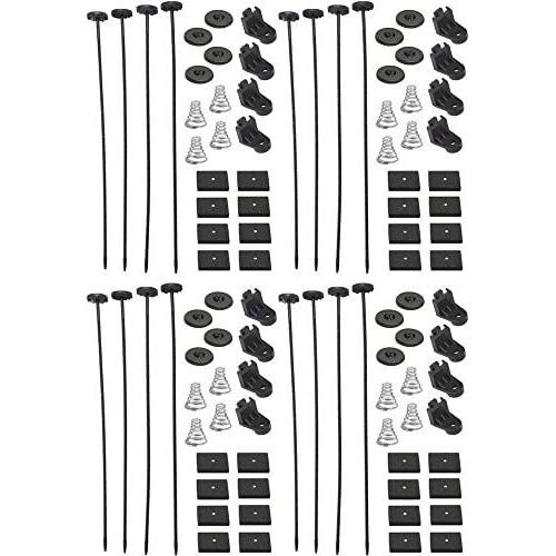 American Volt 4-Pack Complete Dual Electric Radiator Condenser Transmission Engine Oil Cooler Fan Mounting Installation Kit Zip-Tie Straps Foam Vibration Pads Springs L-Bracket 90 Degree Corner Fin Mounts Clips Fasteners Universal Automotive Replacement C