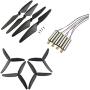 Upgraded Propellers Three Blades Two Blades Main Blade Propeller Motors with Metal Gears for Hubsan H502E H502S Drone Replacement CCW CW RC Quadcopter Spare Parts Set (Black)