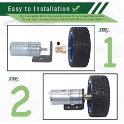 Keadic 4 Sets 37mm DC Geared Motor Mounting Bracket Holder with 6mm Hex Coupling and Set Screws