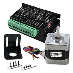 TB6600 4A 9-42V Stepper Motor Driver CNC Controller with Stepper Motor Nema 17 Bipolar 1.7A 40N.cm Holding Torque and Motor Mounting Bracket for 3D Printer Hobby CNC Router XYZ by Beauty Star
