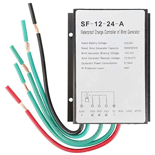 SF-12-24-A Wind Turbine Controller, 12V/24V 300W/600W Waterproof Wind Turbine Generator Charge Controller Regulator