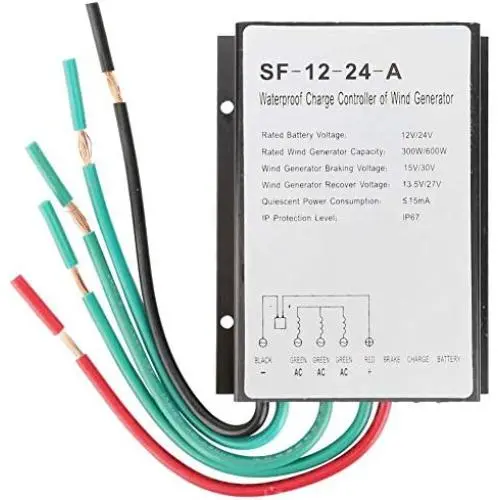 Wind Charge Controller 12V/24V 300W/600W,Automatic Wind Power Charge Regulator,IP67 Waterproof Wind Turbine Generator Charge Controller Regulator
