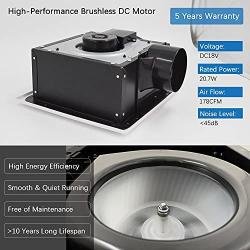 SIPLCN 12 Solar Ceiling Exhaust Fan with Remote Control, Quiet Ventilation System with Dual Power Supplies, 26ft Long Hose & Vent Cover, Efficient Brushless DC Motor, 178CFM, White Square Grille