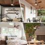 Ceiling Fan With Light, Exbrite, 52 inch Downrod Mount Ceiling Fan, 3 Carved Wood Fan Blade Classical Style Fan with Remote Control Noiseless Motor Remote Control Ceiling Fan With Light (Walnut AC)