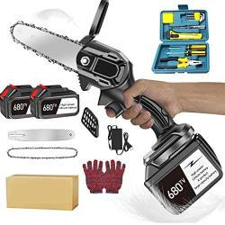 Zeroo Mini Chainsaw with 1280W High Power Motor,Lightweight Pruning Shears Chainsaw - 4 InchesCordless Electric Portable Battery Chain Saw，Courtyard Tree Branch Wood Cutting(with Splash Board),B