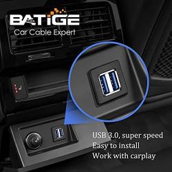 BATIGE Dual Ports Square USB 3.0 Panel Flush Mount Extension Cable with Buckle for Car Truck Boat Motorcycle Dashboard 6ft