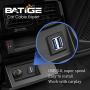 BATIGE Dual Ports Square USB 3.0 Panel Flush Mount Extension Cable with Buckle for Car Truck Boat Motorcycle Dashboard 6ft