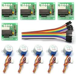 CenryKay 5pcs ULN2003 28BYJ-48 4-Phase Stepper Motor with 5V Drive Board and 10pcs Dupont Wire Male to Female Breadboard Jumper Wires Compatible with Arduino
