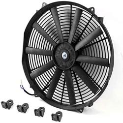 (Pack of 2) 16 Inch High Performance 12V Electric Slim Radiator Cooling Fan w/Mounting Kit - Black