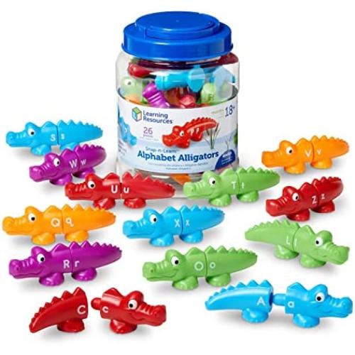 Learning Resources Snap-n-Learn Alphabet Alligators - 26 Double-Sided Pieces, Ages 18+ Months Toddler Learning Toys, Alphabet Learning for Toddlers, Preschool Learning Toys