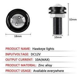 Sidaqi New Bright 4LED 18MM LED Eagle Eye Strobe Lights With Wireless Remote Control Fit For Car Motorcycle Warning Flashing Light DRL Daytime Running Backup Light Waterproof 12V-Red