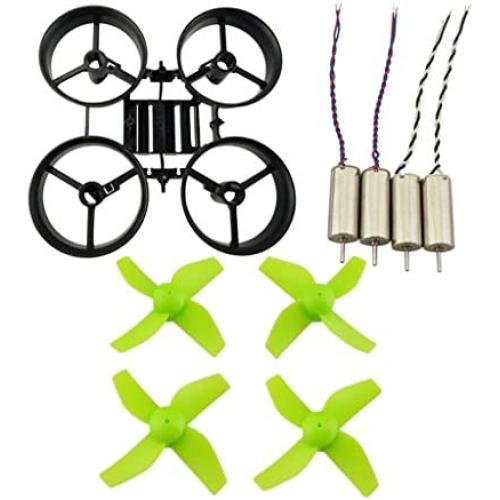 Upgraded Spare Parts Motors Propellers Props with Frame for JJRC H36 Tiny Whoop Eachine E010 Blade Inductrix Micro Drone Parts (Black-Green)