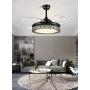 Fandian 42Inch Modern Ceiling Fans with Light Retractable Blades LED Ceiling Fan 3 Color Change 3 Speeds Chandelier Remote Control Fandelier for Living/bBedroom (Black)