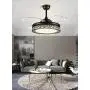 Fandian 42Inch Modern Ceiling Fans with Light Retractable Blades LED Ceiling Fan 3 Color Change 3 Speeds Chandelier Remote Control Fandelier for Living/bBedroom (Black)