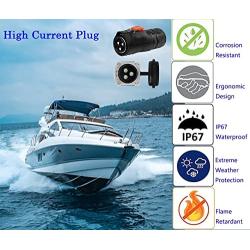 GaiRen Trolling Motor Plug Receptacle Set 3 Pin 80Amp, 12/24/36/48 Volt Marine Boat Power Waterproof IP67 Connector Plug for High Current Trolling Motors Compatible with 5/6 AWG wire