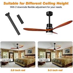 52 inch Wood Ceiling Fan with Remote Control 3 Color Temperature Rustic Vintage Ceiling Fans with LED Lights Kit