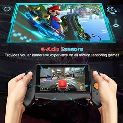 Switch Controller Grip for Nintendo Switch Handheld Mode Ergonomic Design with 6-Axis Gyro Double Motor Vibration and Screen Capture Button
