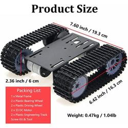 DIY Tracked Robot Chassis Smart Tank Car Chassis Kit with DC Motor, Remote Control Caterpillar Moving Robotic Tank Platform with Plastic Tracks for Arduino Raspberry Pie Microbit Python Steam (Black)