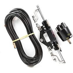 Winibo ZA0350V2 Boat Hydraulic Outboard Steering Kit with Helm Pump, Compact Cylinder, Tubing for Engines up to 350HP