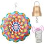 ABXKZ Wind Spinners Sun Face, 3D Metal Outdoor Hanging Art, 1200mAh Battery Operated Gold Disco Ball Motor Wind Spinner, Bundle 2 Pieces of Wind Spinners and Mobile Motor