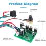 PWM DC Motor Speed Controller, DC 9V-60V & 20A Max Brush Motor Stepless Speed Controller with Forward-Brake-Reverse Switch & Ajustable Potentiometer