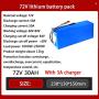 Jieoto 72V 20Ah 30AH 40AH Ebike Lithium Battery with 84V Charger for 2500W 2000W 1800W 1500W 1200W 1000W Motorcycle Scooter Trike Go-Kart Waterproof PVC Rechargeable Battery