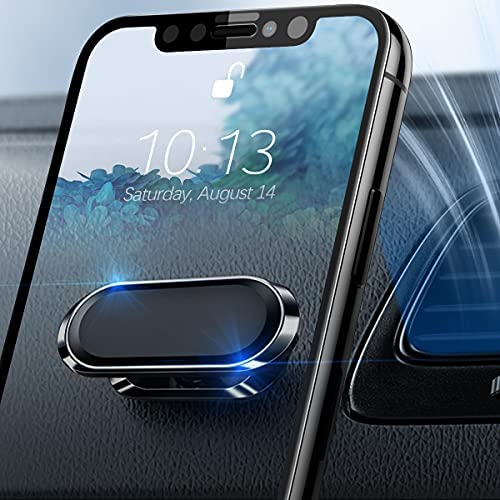 Magnetic Phone Mount for Car, Flat Phone Magenet Universal for Cars, Upgraded Phone Holder for Car Dashboard, Wall, Compatible with Cell Phone, Mini Tablets, and More (Black)