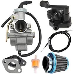 PZ20 Carburetor and Thumb Throttle Cable Accelerator Handle Assembly Compatible with TaoTao NST SunL Kazuma Baja 50cc 70cc 90cc 110cc 125cc ATV 4 Wheeler Go Kart Dirt Bike Carb with Air Fuel Filter