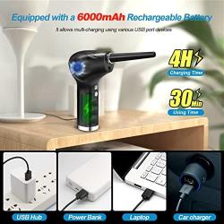 Electric Air Duster, Canned Air Duster with 6000mAh Rechargeable Battery, Compressed Air Duster with Powerful 40000 RPM Motor, Keyboard Air Spray Duster Cleaner for Computers, Electronics Cleaning