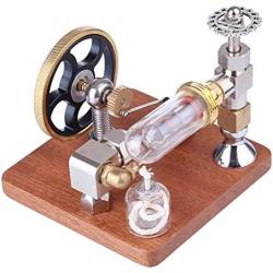 Teerwere Stirling Engine Motor Mini Inline Double-Cylinder Swing Steam Engine Model for Within 40cm Retro Boat Models Physics Steam Power Toy (Without Boiler) (Color : Gold, Size : One Size)