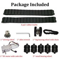 Smart Robot Metal Tank Chassis Kit with 2pcs Pure Rubber Tracks for Arduino, 10kg Large Load Remote Control Crawler Tank Chassis Platform T007 Off-road Vehicle and 12V A58SW-555 Motor for Adults Teens