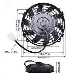 Aramox Universal Car 8in Slim ABS 80W Electric Cooling Fan, Push Pull Radiator Electric Radiator 24V 80W 2250RPM 600CFM 10 Straight Blades