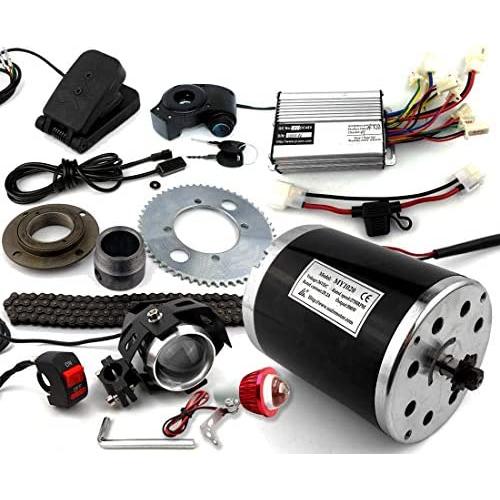 L-faster Bracketless 800W MY1020 Unite DC Electric Brushed Motor Without Mount Bracket for Go Kart Controller with Brake Seneor Headlight