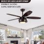 MQ 48 Ceiling Fan with Light Remote Control, LED Ceiling Fan Light with 5 Wood Fan Blades, Noiseless Reversible Motor for Farmhouse/Patios/Porch/Bedroom/Living room/Study/Kitchen