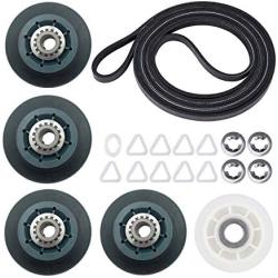 4392067 4392067RC Dryer Repair Kit for Whirlpool Maytag Kenmore Crosley Kitchen-Aid Admiral. Drum Roller, Belt, & Pulley Kit - Replace 2015, 80047, 587637, 4392067VP, AP3109602, PS373088, EAP373088