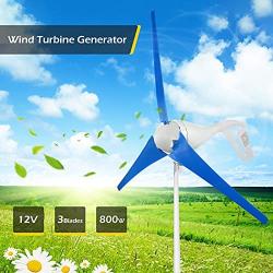 Dyna-Living 400W 12V Wind Turbine Generator & 800W 12V Wind Turbine Motor with Charge Controller for Home Marine Industrial Energy Blue 3 Blades and White 3 Blades (Not Included Mast)