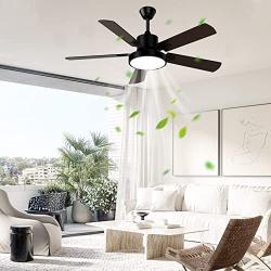 Obabala Outdoor Ceiling Fan,Black Ceiling Fans with Lights and Remote, 52