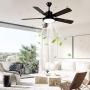 Obabala Outdoor Ceiling Fan,Black Ceiling Fans with Lights and Remote, 52