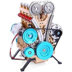 DQzswlkjfafafa All-Metal 4-Cylinder Engine Model, Natural Resin Simulation Engine Model Kit Motor