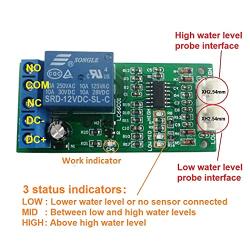 Eletechsup High Mid Low Level Indicator DC 12V Water Liquid Level Controller Sensor Switch Relay Module for Motor Fish Tank Waterhouse (Controller+Probe)