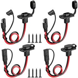 4 Pcs 12 AWG SAE Power Socket Sidewall Port SAE Quick Connect Solar Panel Weatherproof Solar Panel Mount Solar Panel Cables and Connectors Battery Connector Power Parts for Generator Battery Charger
