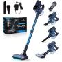 Britech Cordless Lightweight Stick Vacuum Cleaner, 250W Motor for Powerful Suction 30min Runtime, LED Display Screen & Headlights, Great for Carpet Cleaner, Hardwood Floor & Pet Hair (Blue)