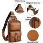 Genuine Leather Sling Bag Crossbody Motorcycle Bag Handmade Hiking Chest Daypack Retro Shoulder Backpack (Brown)