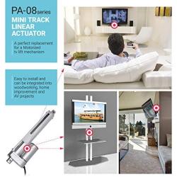 PROGRESSIVE AUTOMATIONS 12V Mini Track Linear Electric Actuator. 24 in. 50 lbs. DC Motor & Durable Stroke. for Cabinetry, Automation, Robotics, Home PA-08-24-50