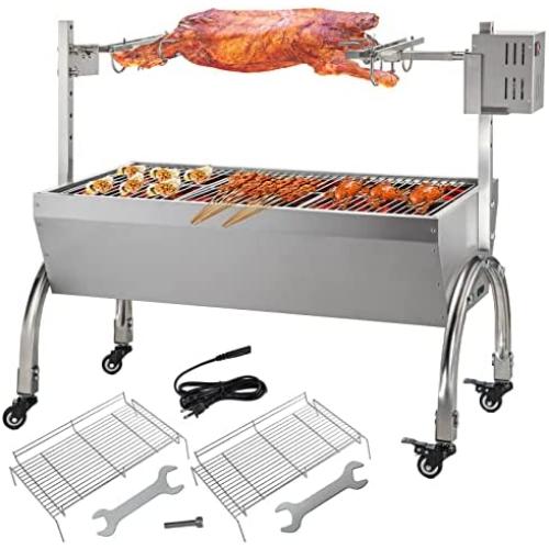 VEVOR 45W Rotisserie Grill Roaster, 37 Inch BBQ Small Pig Lamb Rotisserie Roaster, Max Capacity 88 lbs for Camping Outdoor Barbecue
