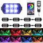 HYBKLER 8pcs Motorcycle RGB LED Strip Lights Kit Multi-Color Neon Waterproof Atmosphere Lights w/Smart Remote Controller for Harley Davidson Suzuki